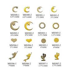 100 шт металлическая наклейка Металлизированное украшение для ногтей Наклейка для дизайна ногтей не клейкая наклейка луна-Звезда Сердце Русалка M35