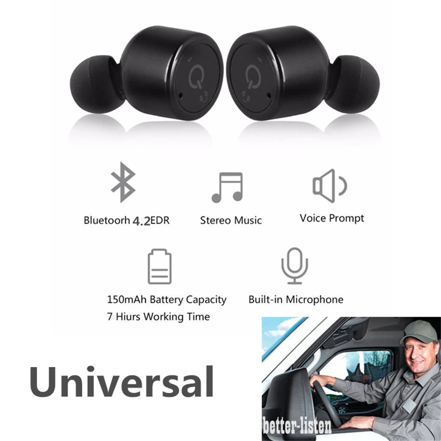 Bluetooth V4.2 + CSR Беспроводная гарнитура с шумоподавлением стереонаушники свободные