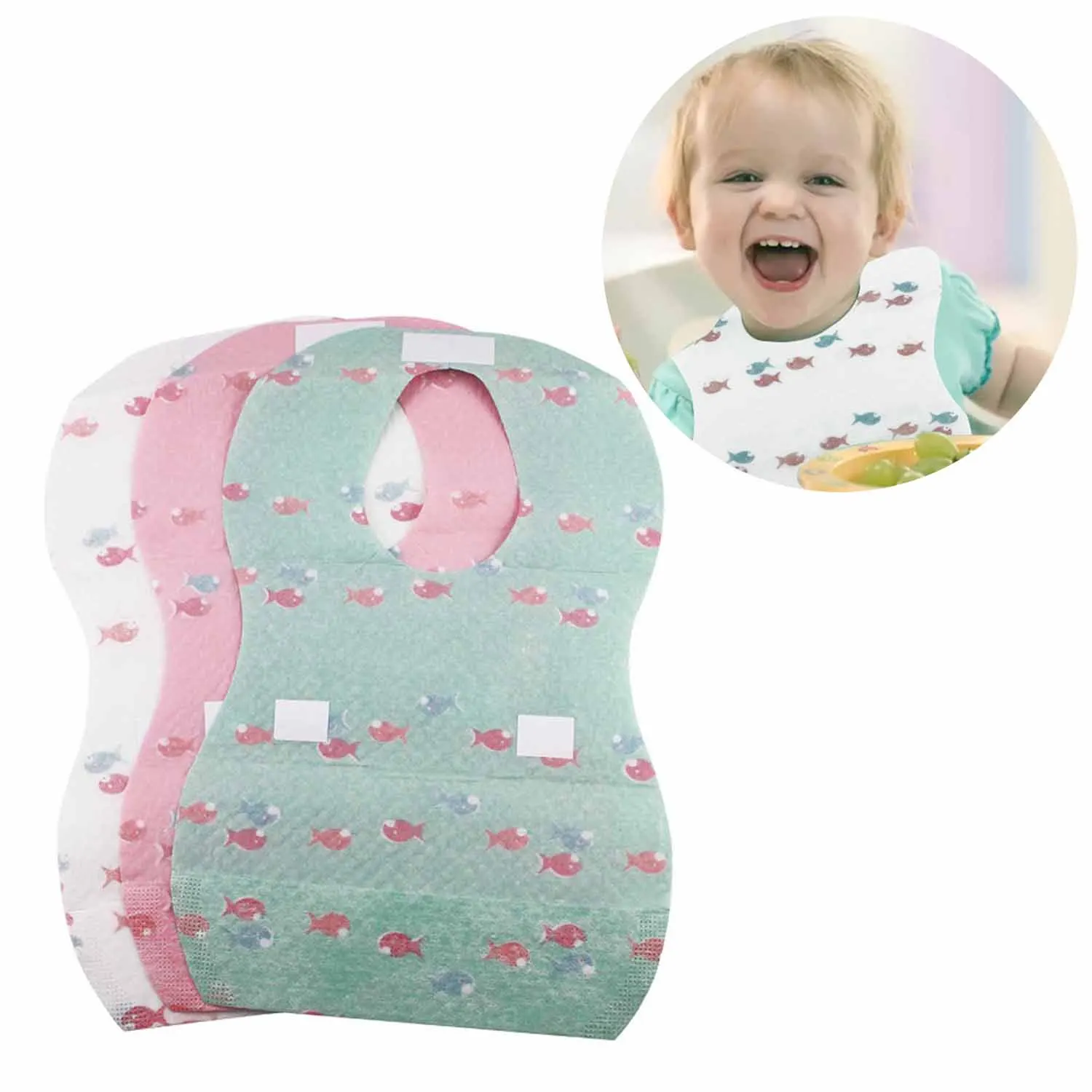 Behogar 20PCS Assorted Style Soft Non Woven Disposable Bibs for for