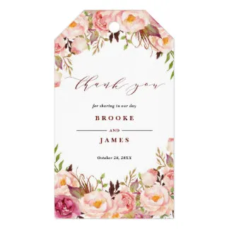 2x3 5inch burgundy marsala blush boho wedding thank you tag in cards wedding thank you tag
