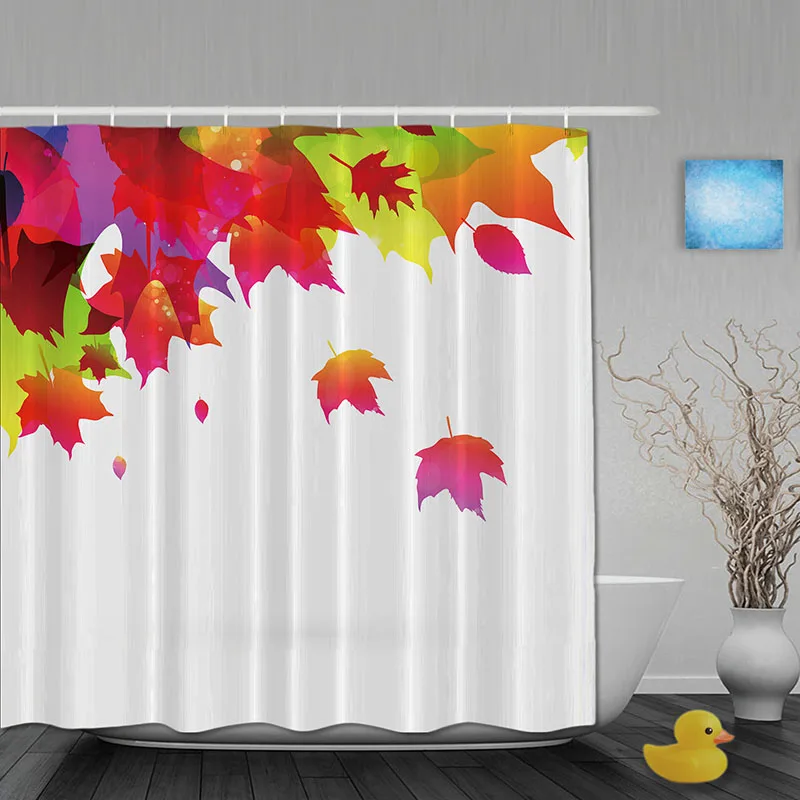 Personalized Autumn Scene Bathroom Shower Curtains Maple Tree Shower
