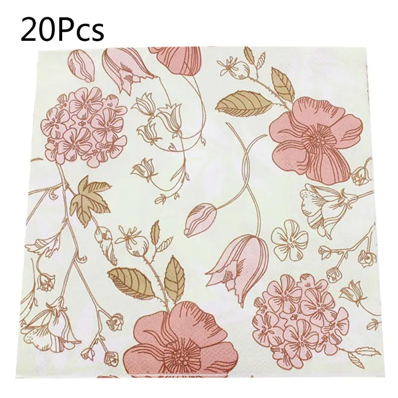 

Paper Napkins Tableware Supply Disposable Printed Square Tissue color flower Pattern Party Festive Celebration 20 Pieces