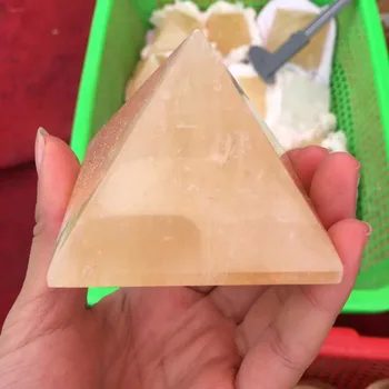 

60mm Natural Yellow Calcite Stone Crystal Obelisk Quartz Pyramid Healing for Christmas decoration