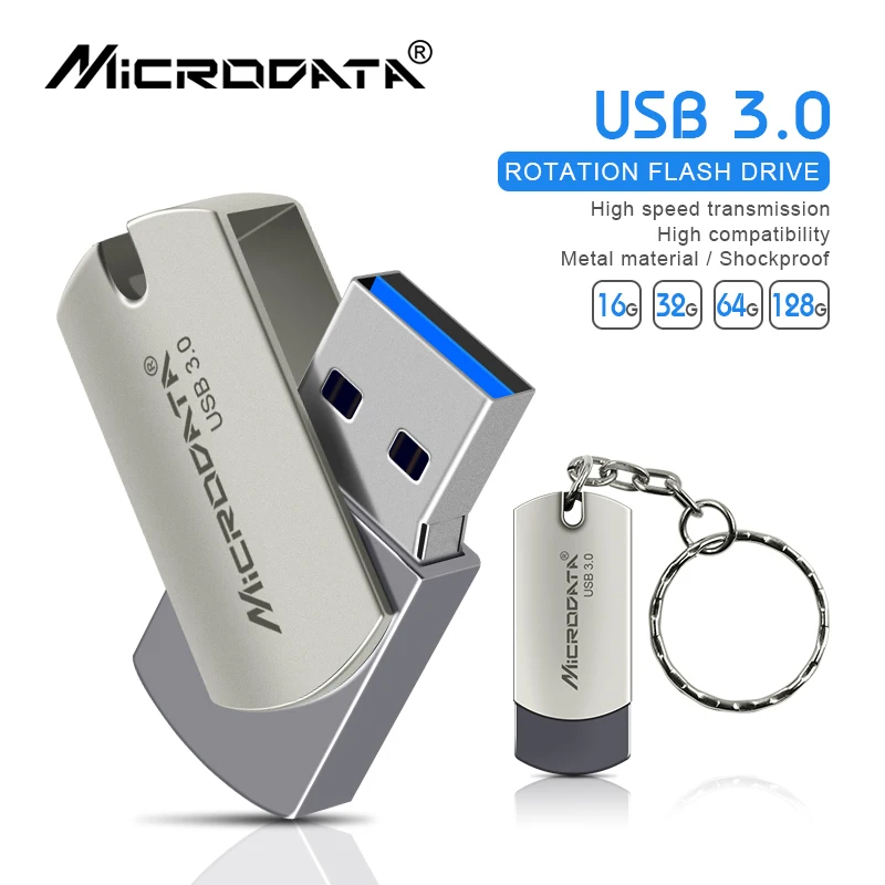 Оригинальный металлический флеш накопитель USB 3 0 32 ГБ 64 128 поворотный мини usb