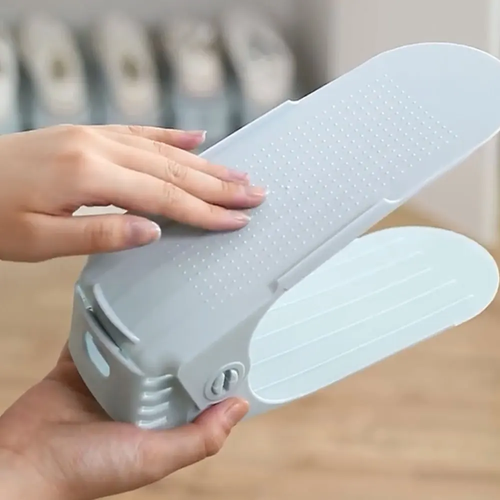 2 قطعة/المجموعة المتكاملة حذاء رف الإبداعية مزدوجة طبقة سماكة مقاطعة الفضاء الأحذية البلاستيكية التخزين رف خزانة خذاء