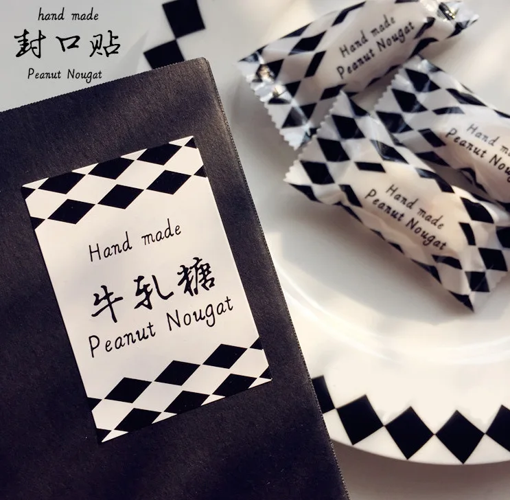 200pcs Hand Made Peanut Nougat Kraft Paper Sticker Label Seal Gift Box Wrapping Soap Craft Baking Birthday Wedding Decoration | Дом и сад