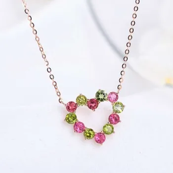 

fine jewelry factory new-designed trendy 925 sterling silver natural tourmaline gemstone pendant necklace for women party