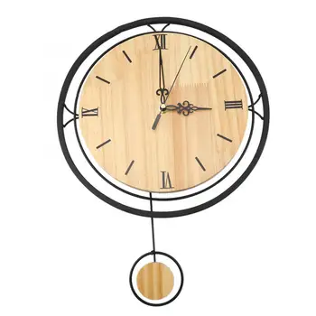 

metal Retro Wooden Swing Wall Hanging Clock Mute Quartz Wall Watch Home Office Room Decor wall clock modern design
