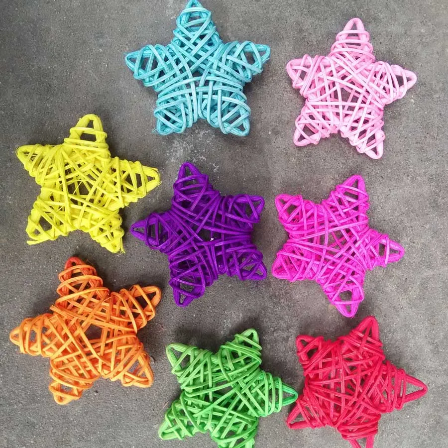 8 colors 7cm rattan stars 100 handmade DIY rattan starts for party