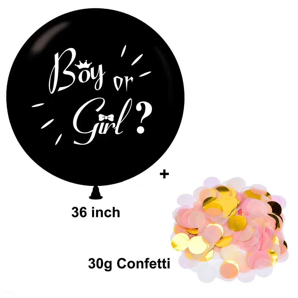 Джамбо 36 дюймов Детские воздушные шары большой черный шар с розовыми и синими конфетти мальчик или девочка ребенок душ вечерние принадлежности - Цвет: pink