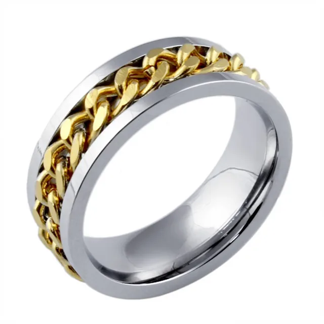 Tassina Titanium Jewelry Mens Rings 316L Stainless Steel Rotatable