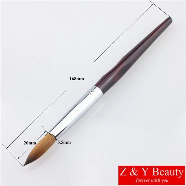 Size 08,Three Angle Wooden Handle,100 Kolinsky Acrylic Nail Brush,Free
