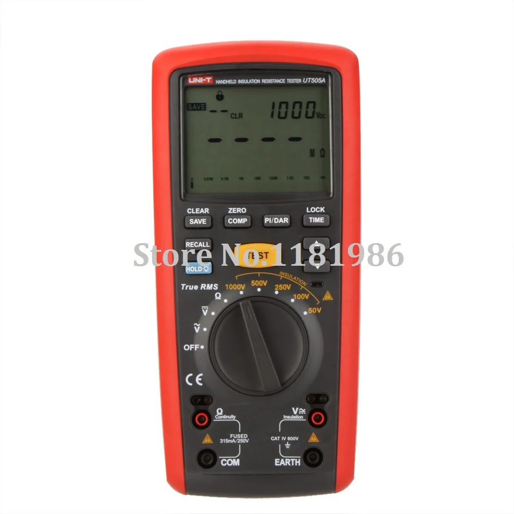 

UNI-T UT505A 1000V Digital Handheld True RMS Megger Insulation Resistance Meter Tester Multimeter Ohm Voltmeter Megohmmeter