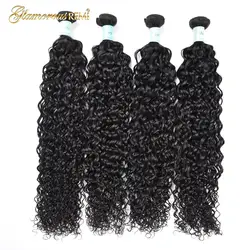 Малайзия Джерри вьющиеся 100% человеческих волос Волосы remy 1/3/4 пачки за посылка натуральный черный Цвет двойной утка плетение волос