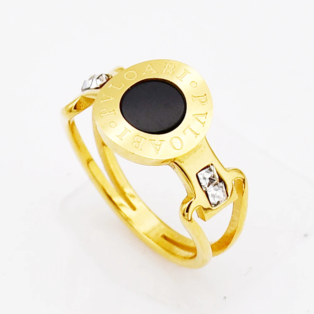 QLZBAO New Fashion Men &amp Women Rings For Fine Crystal Shell Bijoux Ring Letter &quotPVLOARI&quot Stainless Steel Wedding | Украшения и