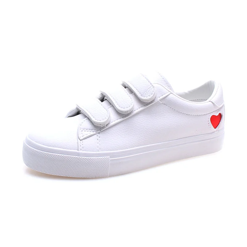 

2019 Women's Vulcanize Shoes Sneakers Candy Color Hook & Loop Canvas Shoes White Sneakers Women Rubber Sole Ladies Shoe