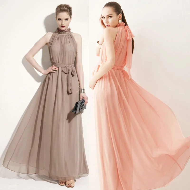 2019 Summer Elegant Boho Chiffon Long Dress White Pink Black Beach Dresses Woman Party Night Maxi Dresses for Women Vestidos