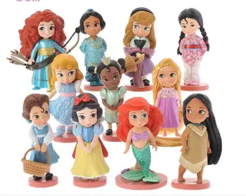 

11pcs/set Moana Snow White Merida Princess Action Figures Mulan Mermaid Tiana Jasmine Dolls Anime Figurines Kids Toys gifts