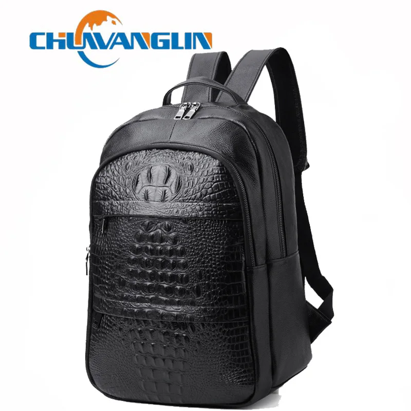 

Chuwanglin Allgator Genuine Leather backpack men casual 15.6" laptop backpacks fashion school bags travel bag mochila G71002