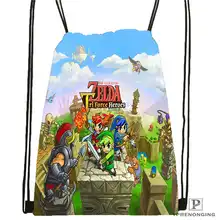 Изготовленная на заказ походная сумка на шнурке Legend Of Zelda, милый рюкзак для детей(черная спинка), 31x40 см#180611-01-35