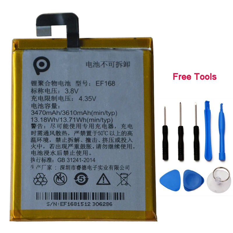 

NEW 3610mah EF168 Battery For PPTV king 7 king 7S PP6000 Mobile Phone Rechargeable Batteries with tools+Tracking Number