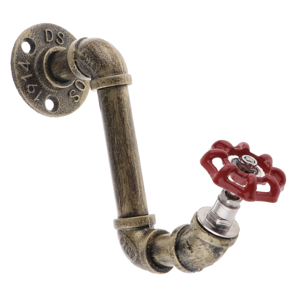 Home Decorative Industrial Iron Pipe Wall Mounted Coat Robe Hook Storage Hanger Rack Organizer