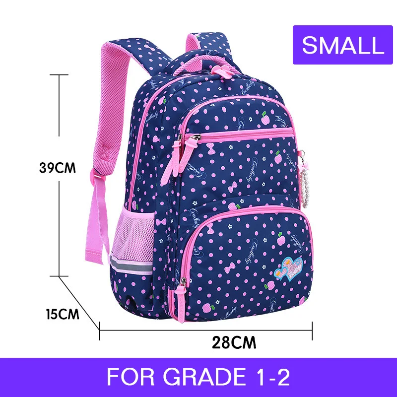 Детские рюкзаки с принтом в горошек для девочек, сумки для начальной школы, Новые рюкзаки с большой вместительностью для детей, рюкзаки для книг, сумки для книг, Mochila Escolar - Цвет: D-Blue small