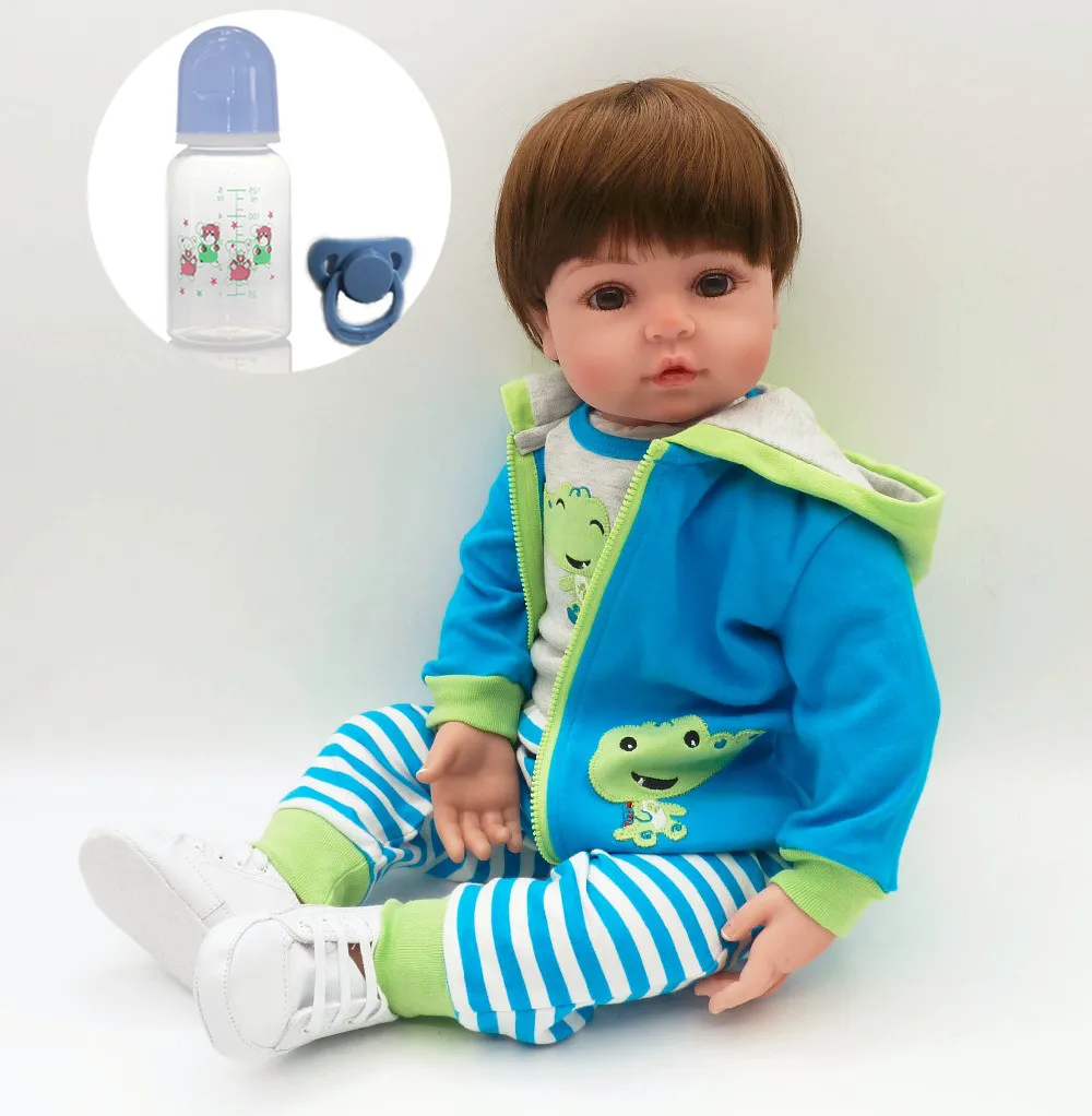 

NPK 58cm Silicone Reborn Dolls Toddler Vinyl Dolls crocodile set adorable Gift Handmade PP Cotton Body Boneca Reborn Realista