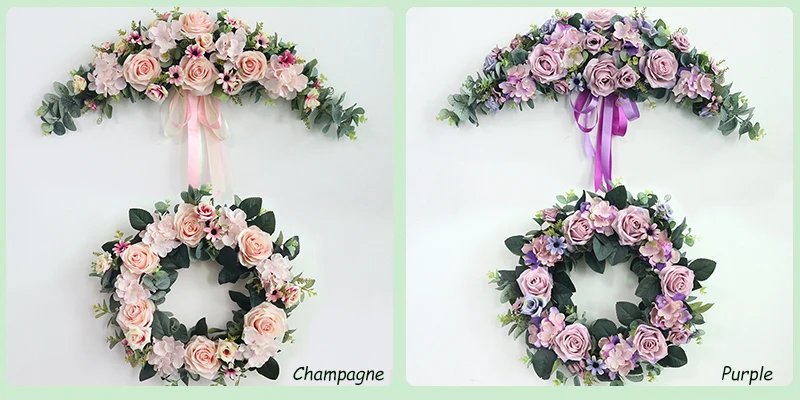 JAROWN Artificial Wreath Threshold Flower Simulation Silk French Rose Floral Garland Wedding Party Decor Home Office Door Flores _