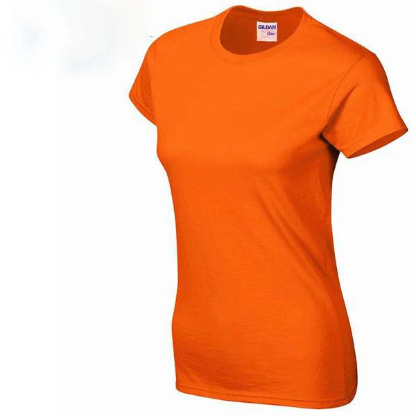 Женская хлопковая Футболка с принтом логотипа на заказ, женская футболка с коротким рукавом, летняя футболка Harajuku - Цвет: Orange