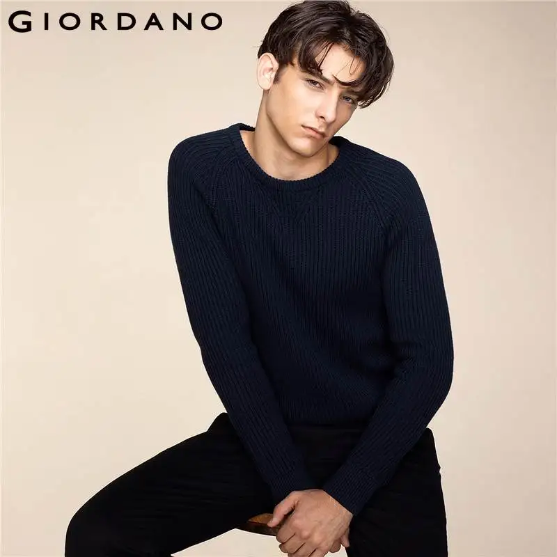 Giordano Men Knitwear Fashion Ribbed Knitted Sweater Long