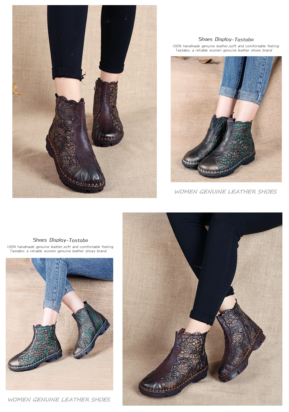 Tastabo/Ботинки martin в народном стиле; ботильоны из натуральной кожи; винтажная женская обувь для мам; женские ботинки ручной работы в стиле ретро