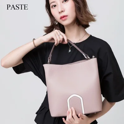 Billige 2017 beste Echtes leder frauen handtaschen frühling weibliche schulter tasche mode damen totes große marke ipad rosa crossbody tasche