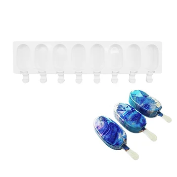 

Behogar 8 Grids Reusable Silicone Ice Cream Bar Mold Maker Frozen Ice Pops Moulds with 10pcs Sticks for DIY Popsicle Ice Lolly