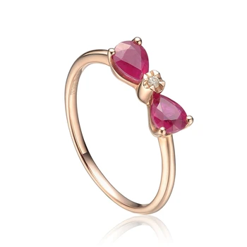 

Fashion Bowknot Ring GVBORI Ruby 18K Rose Gold Elegant/Luxury/Classic Women Ring Best Gift ruby bow ring For Friend