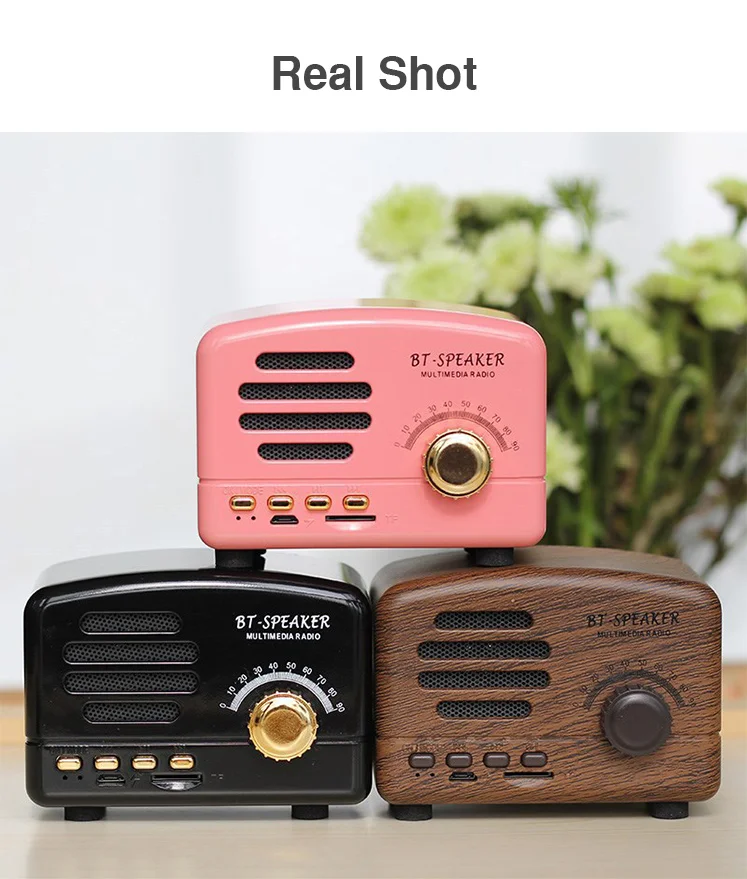 Retro Speaker Subwoofer Bass Mini Bluetooth Speaker Outdoor Portable Speaker with FM Radio Hands-Free For Phone PC Speaker (8)