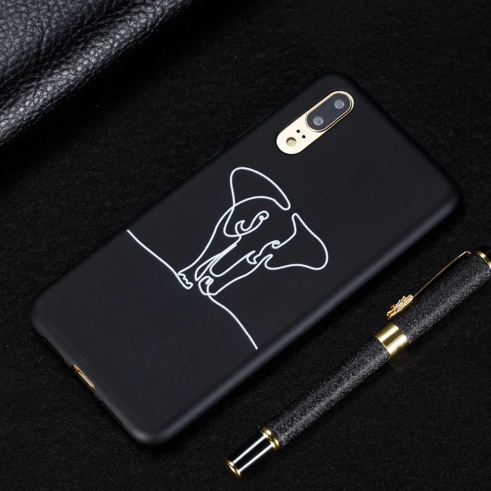 

For Huawei P8 P9 P10 P20 P30 Lite Pro Plus 2017 Personality Simple Stick Figure Soft TPU Phone Case For Huawei P SMART 2019 Capa