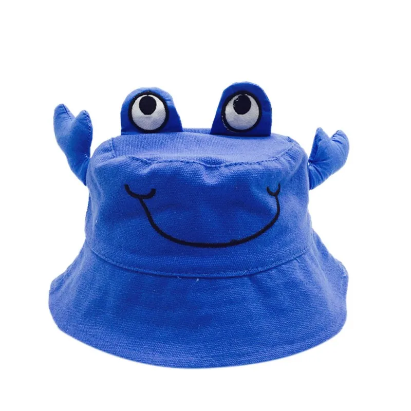 Летняя Солнцезащитная шляпа для маленьких мальчиков и девочек, рыбацкая шляпа, милый зонтик с героями мультфильмов, пляжная кепка для малышей, Повседневная Кепка-ведро, s - Цвет: Синий