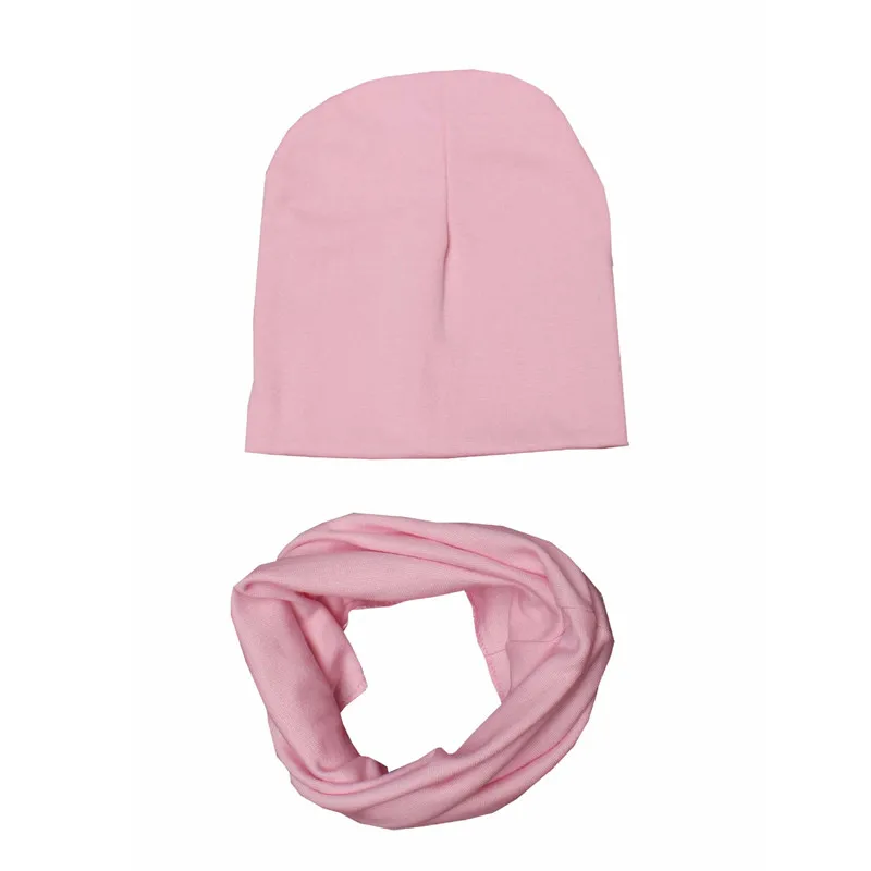 pink Г. Весенний Детский комплект с шапкой, осенне-зимний шарф с воротником для мальчиков и девочек, теплый шейный платок, детские вязаные шапки, комплекты хлопковая детская шапка, шарф - Цвет: pink