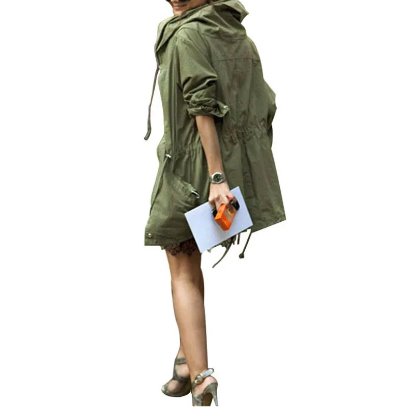 Billig Frauen Frühling Herbst Armee Grün Military Parka Graben Mit Kapuze Mantel Jacke Hoody