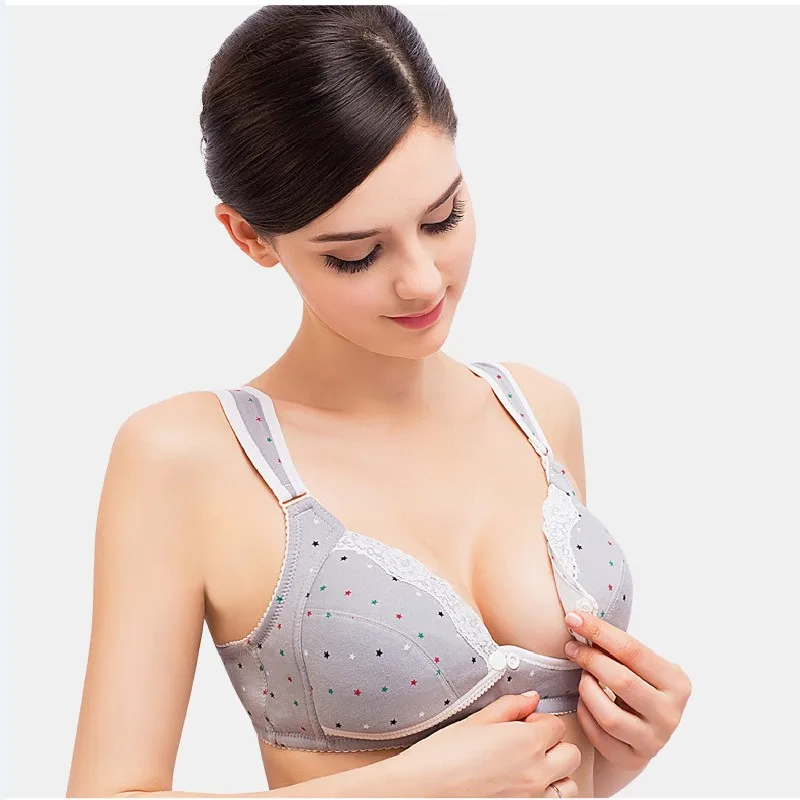 Cup A E Maternity Nursing Bras Lace Open Button Cotton Lingerie