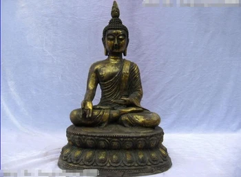 

USPS to USA S0260 17" Tibet Buddhism Copper Bronze Gild Thailand Sakyamuni Buddha Statue