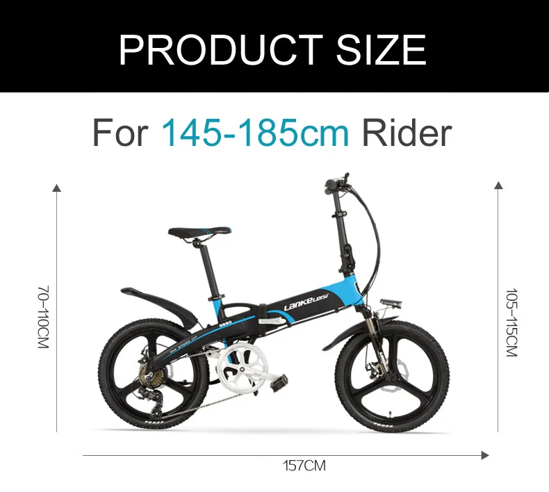 Cheap 20 Inches Folding Bicycle, Integrated Magnesium Alloy Rim, Folding Electric Mountain Bike, 5 Grade Assist, Suspension Fork 12