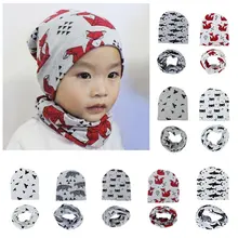 Warm Kids Caps Scarfs Suits Cotton Froal Star Infant Hats Scarf Set 2 Pcs In Sets