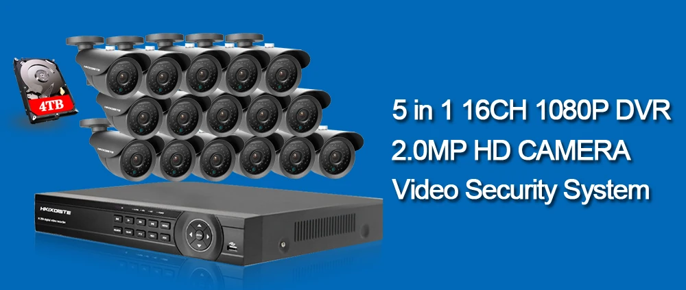 16CH AHD DVR 16 шт. 2.0MP 1080 P камера видеонаблюдения системы открытый водостойкий ИК Ночное Видение HD комплект 1080 P