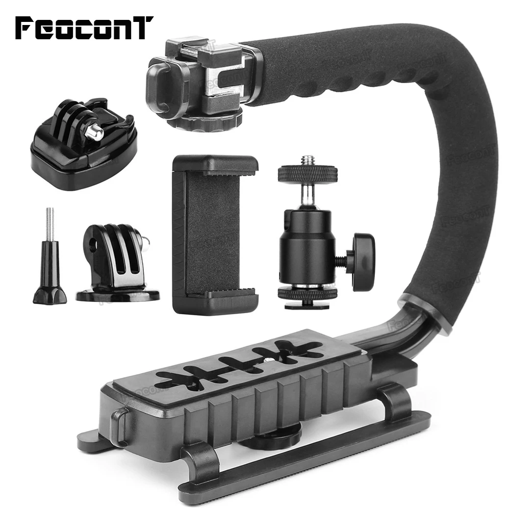 

Pro Camera Stabilizer Triple Shoe Mount Video Holder Video Grip Flash Bracket Mount Adapter For Gopro Nikon DSLR SLR iPhone X 8