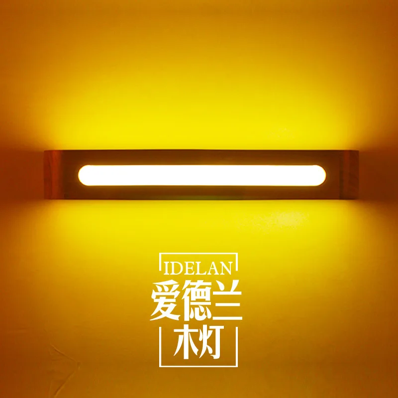 

lamp led lens headlight solid wood wall lamp corridor balcony Nordic style bedroom the head of a bed is contracted log