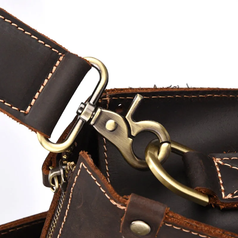 AETOO New Crazy Horse Leather Men's Briefcase Retro Laptop Bag Crazy Horse Shoulder Messenger Bag