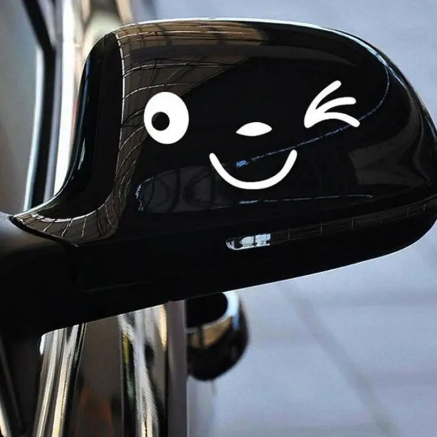 

2018 Hot selling Fashion Design Black Smile Face Design 3D Decal Decoration Sticker for Car Side Mirror Rearview car styling