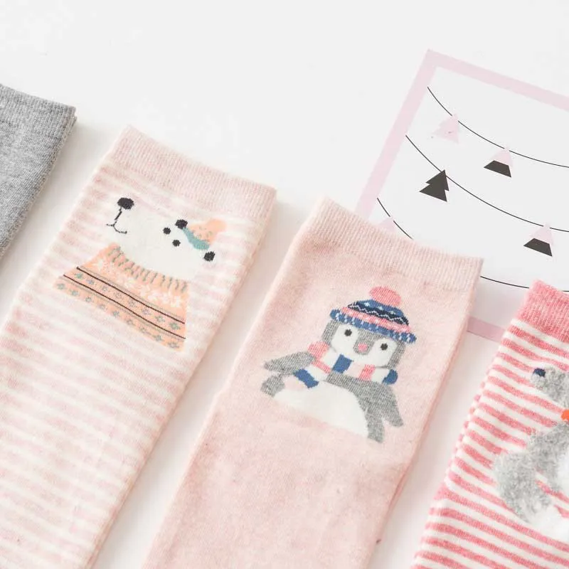 [EIOISAPRA] осень/зима 4 пары Kawaii мультфильм хлопок животных женские носки японский Harajuku милые красочные забавные носки